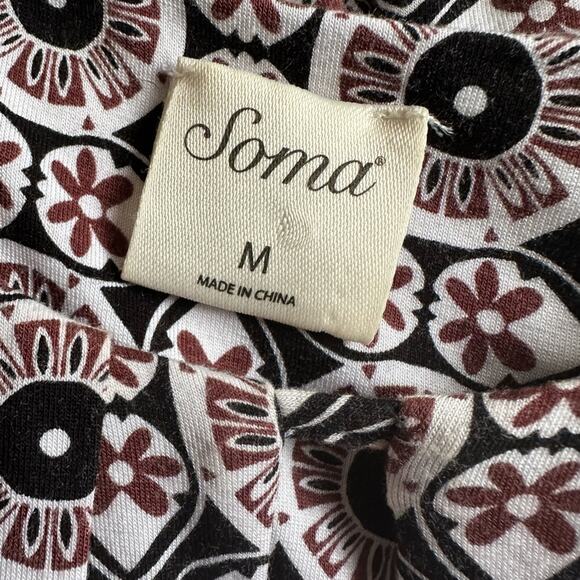 Soma Geo Print Sleeveless Maxi Dress Tassel Tie Rayon Slits Loungewear Resort - Picture 2 of 6